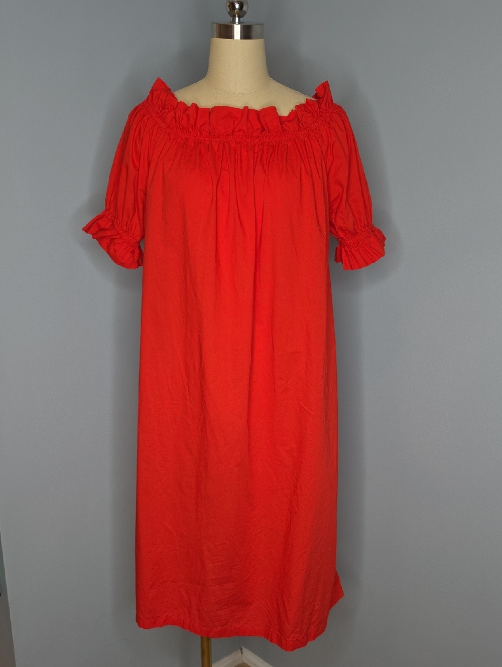 H&M Red Off-Shoulder Ruffle Dress Small Red